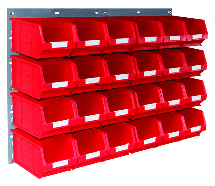 Topstore Wall Mounted Bin Kit C/W 24 x TC3 Red bins - Barton Storage