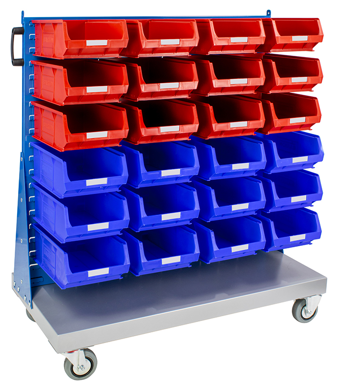 Topstore MTS4 Louvred Panel Trolley C/W 24x Mixed TC4 Bins