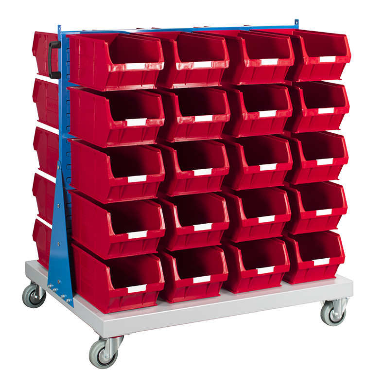 Topstore MTD4 Louvred Panel Trolley C/W 40x Red TC5 Bins