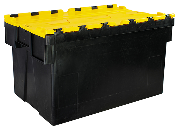 65Ltr Yellow Attached Lidded Euro Container