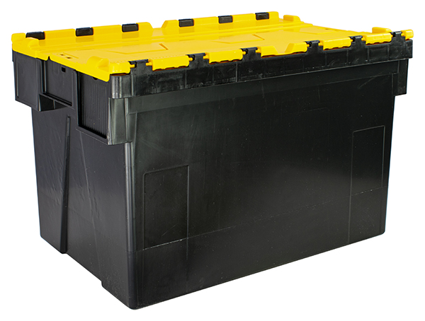 77Ltr Yellow Attached Lidded Euro Container